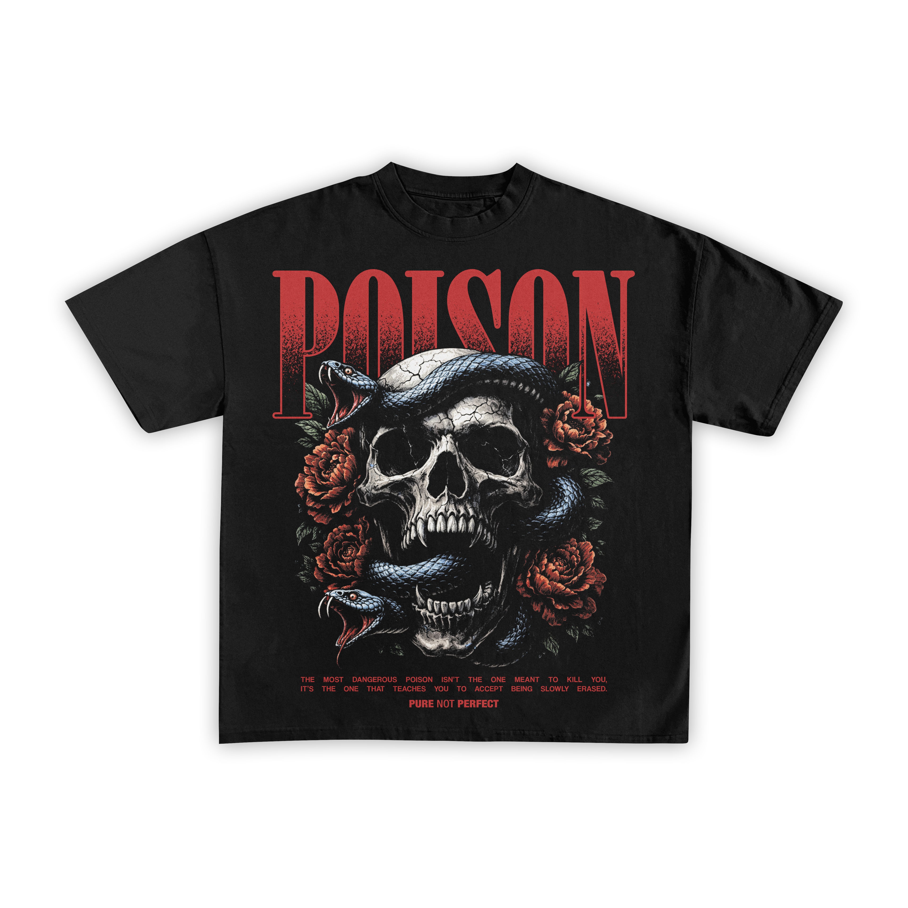POISON Skull & Serpent Graphic Oversized T-Shirt